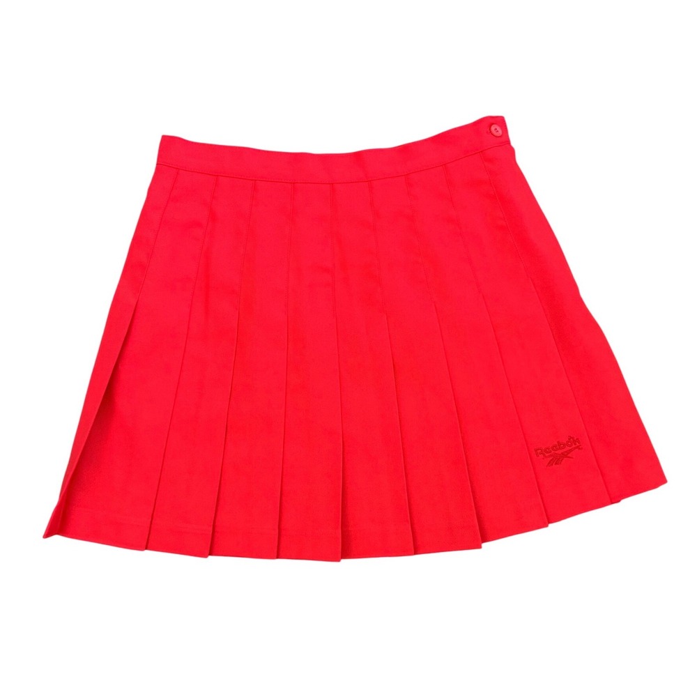 Reebok Vintage Red Pleated Tennis Skirt Size 10 Tonal Logo Sporty 90s Style